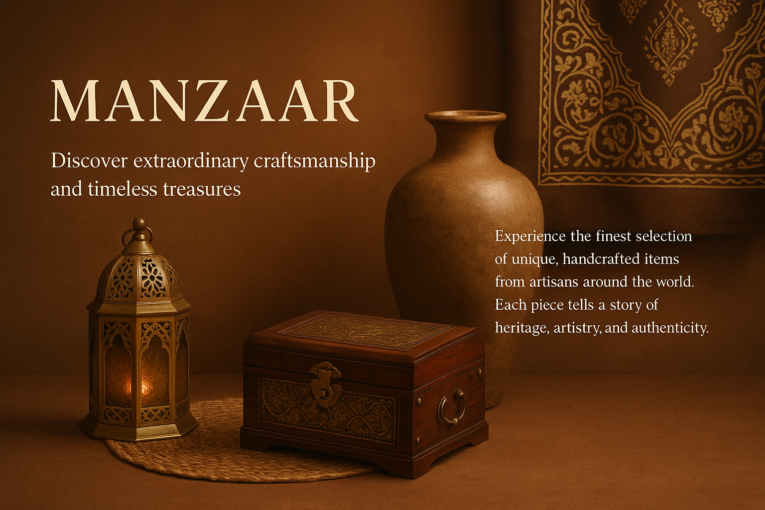 Custom homepage banner featuring MANZAAR brand story